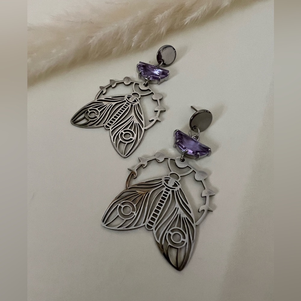 Elegant Silver Butterfly Statement Earrings - Elegant Butterfly Earrings